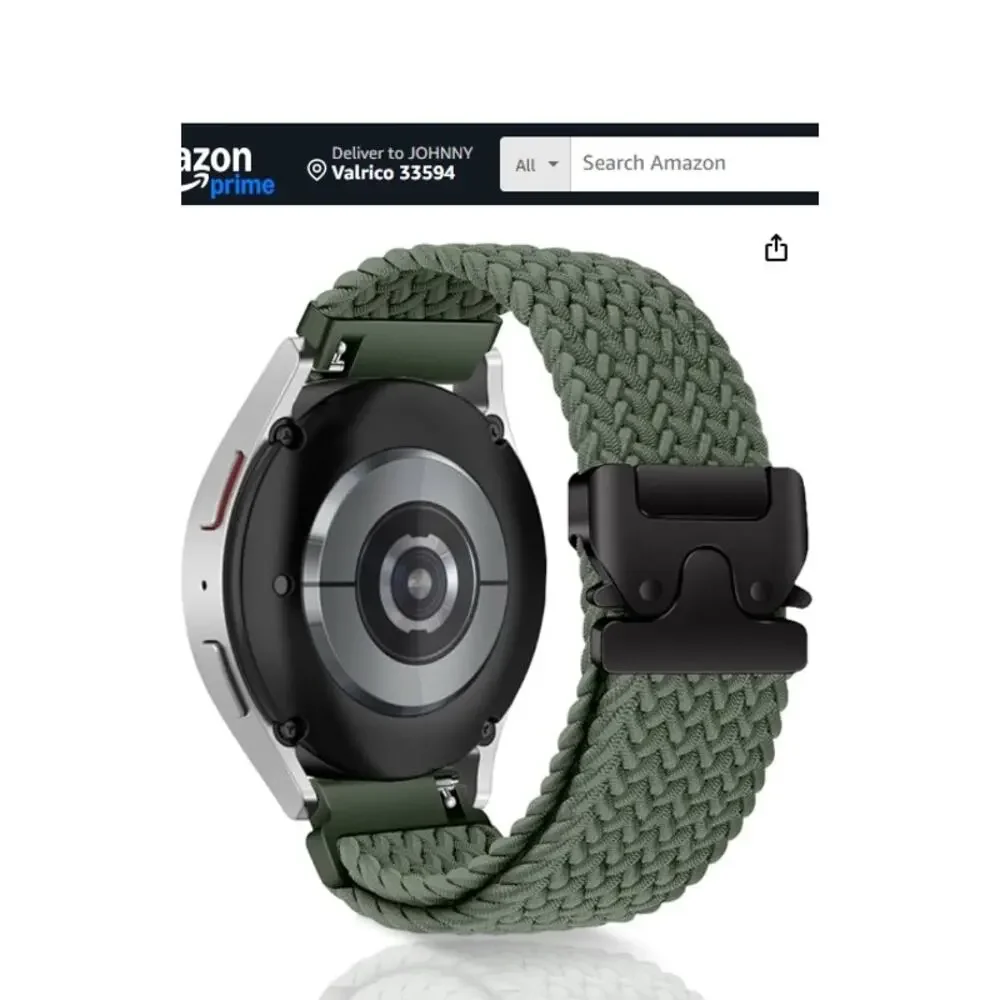 20mm Stretchy Nylon Watch Strap Samsung Galaxy Watch FE Active Green